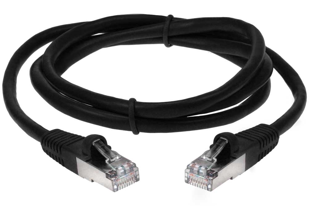 CyberWireAndCable 100ft Cat5e Molded Shielded STP Black Network Patch Cable 