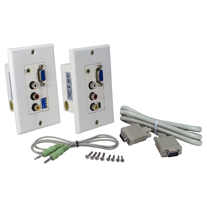 PC/VGA & Composite Video with Stereo Audio Cat5e Wallplate 30m Extender Kit