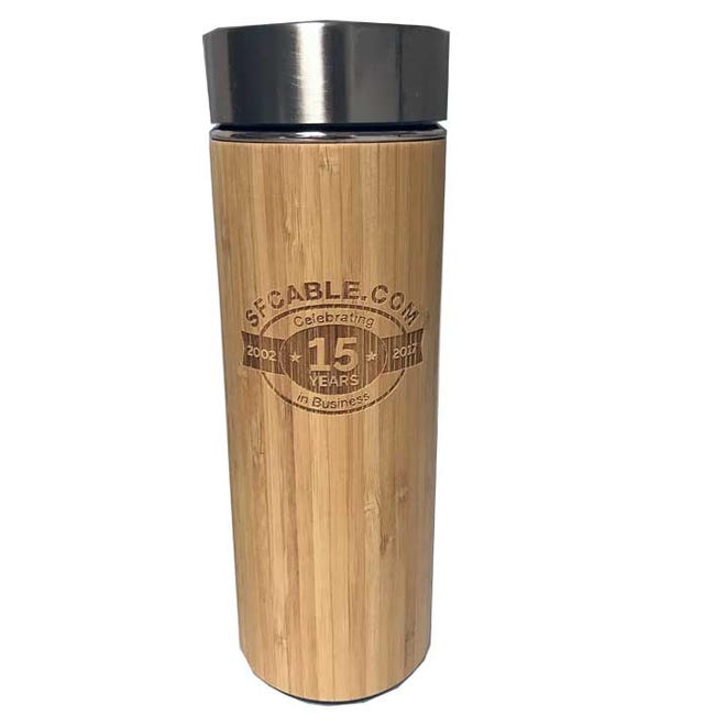 Bamboo Thermos Tea Tumbler Double Wall Stainless Steel Vacuum with Strainer and Leak Proof Lid