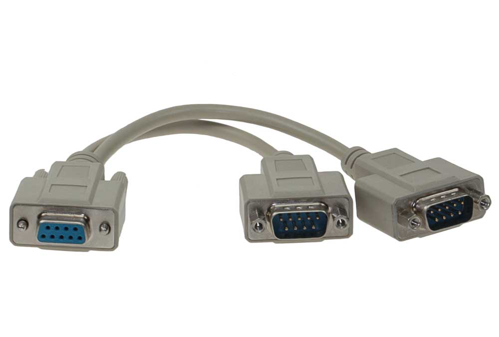SF Cable 1ft DB9 Female to 2 Male Serial RS232 Splitter Cable