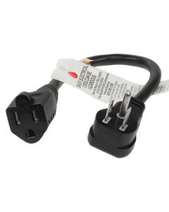 1ft 16 AWG NEMA 5-15P to NEMA 5-15R Outlet Saver Power Extension Cord Wall Side Right Angle
