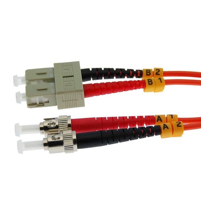 ST/UPC - SC/UPC OM1 Multimode Duplex Fiber Optic Patch Cable