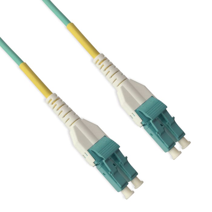 Uniboot LC/UPC-LC/UPC OM4 Multimode Duplex Aqua Fiber Optic Patch Cable Standard