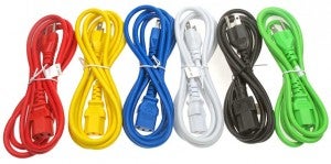 Universal Power Cord in 6 different color: black, blue, green, red, white, and yellow